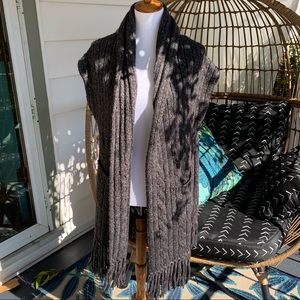 Cabi gray sweater wrap fringed Medium